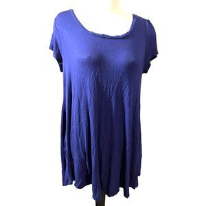 Jodifl Navy Blue Oversized Shirt Short Sleeve Sz Medium Womens Casual Soft Round